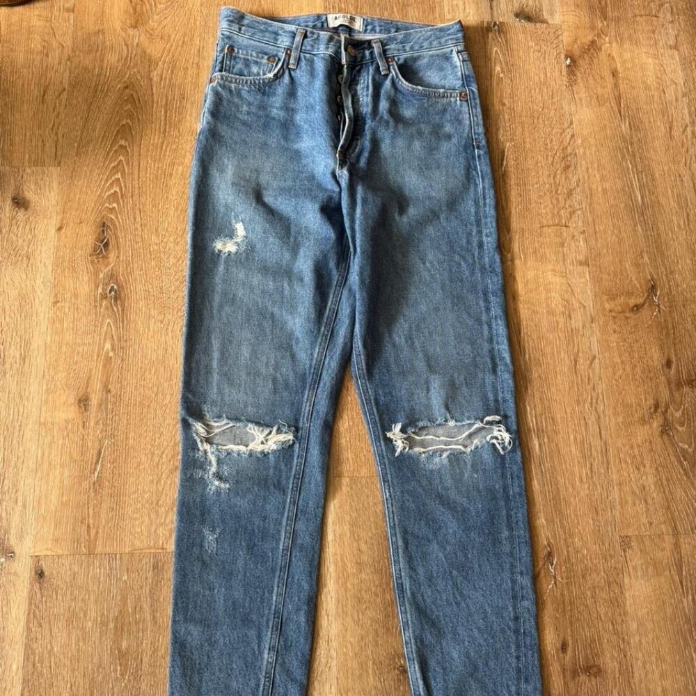 Agolde 90’s Mid Rise‎ Loose Fit Straight Jeans Women's 25 Distressed